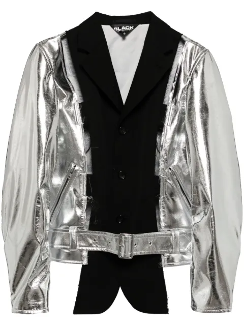 Black Comme Des Garçons single-breasted metallic bomber jacket