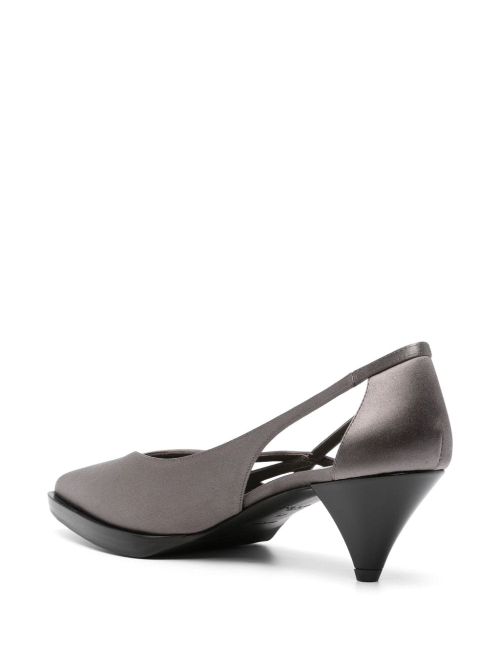 Shop Prada 60mm Satin Cut-out Pumps In Grau