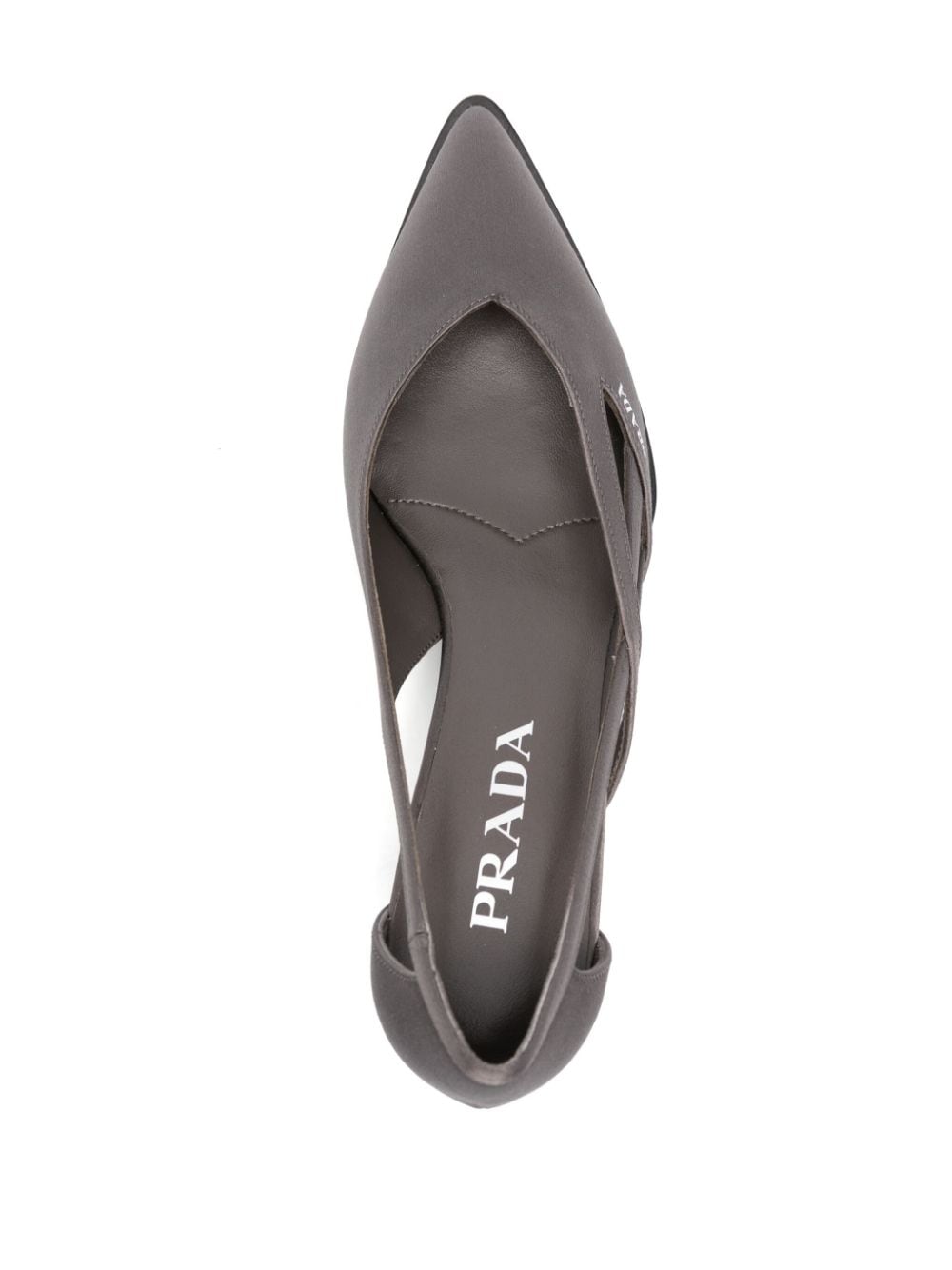 Shop Prada 60mm Satin Cut-out Pumps In Grau