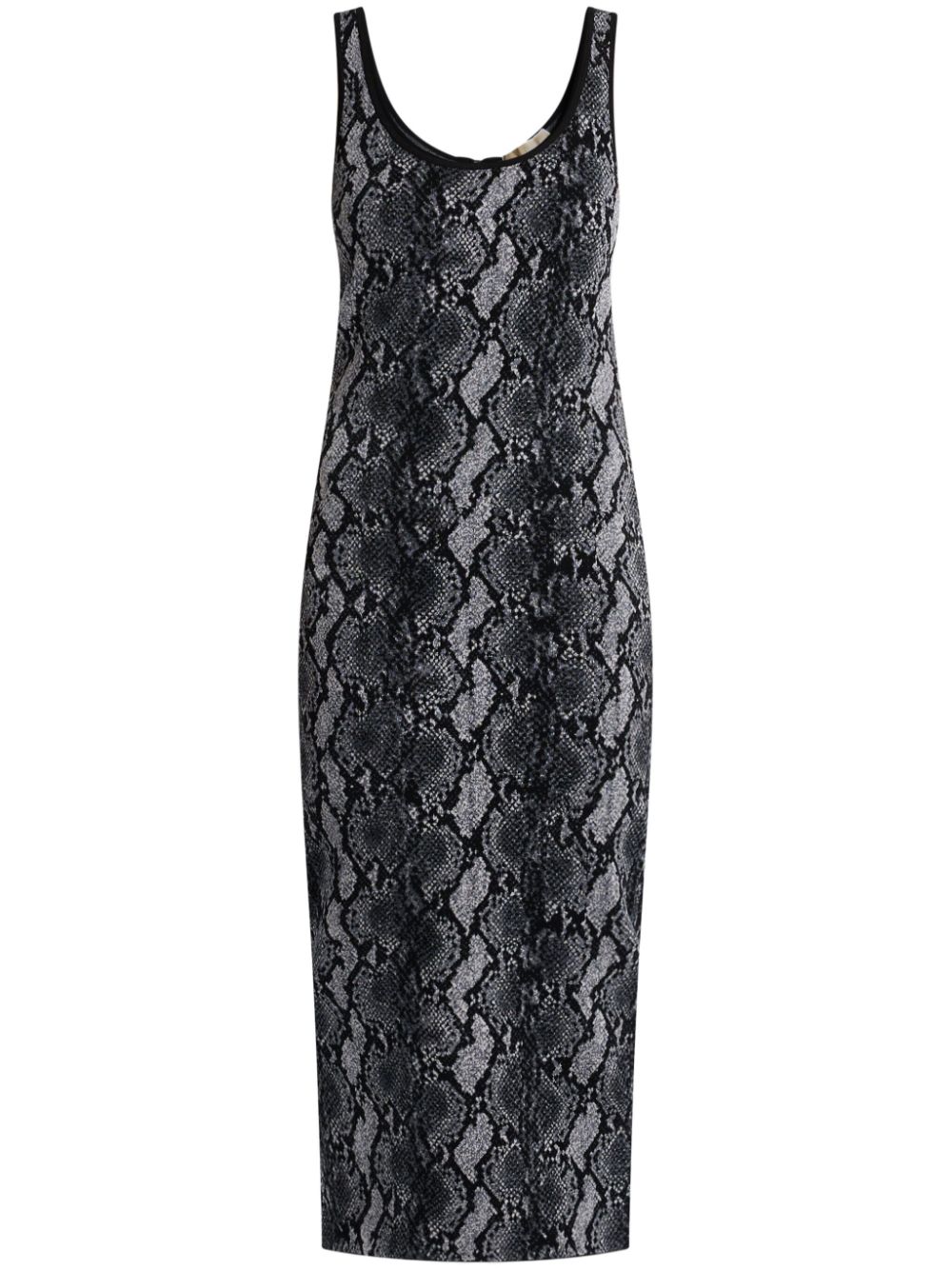 snake-print georgette midi dress