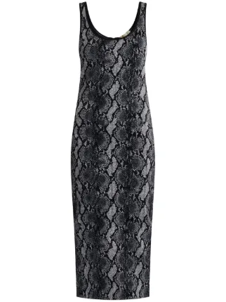 knee length dresses for ladies Michael Kors Zebra Georgette Midi Dress, Bone