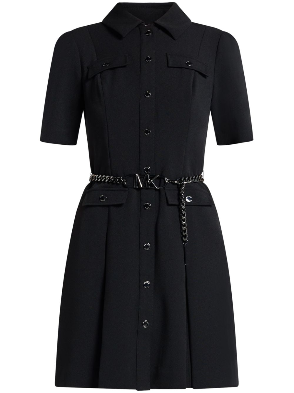 Shop Michael Michael Kors Crepe Shirt Dress In Black