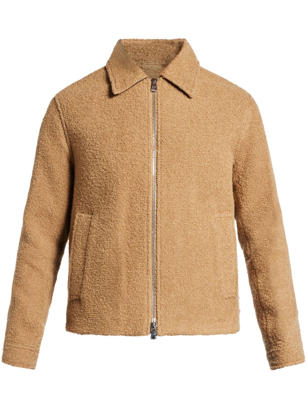 zip-up bouclé jacket