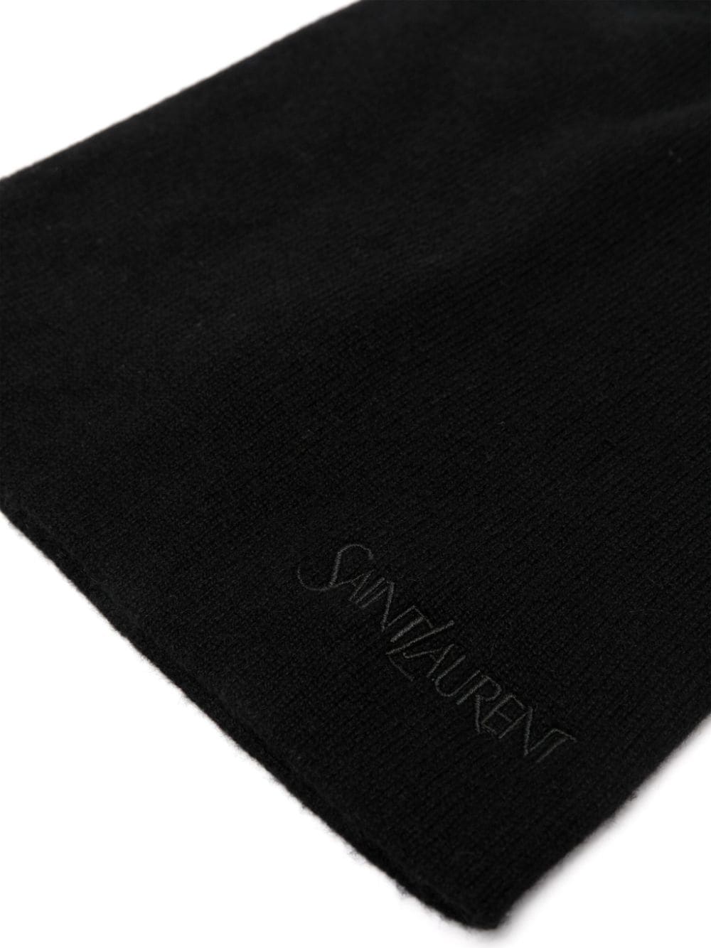 Shop Saint Laurent Logo-embroidered Beanie In Black