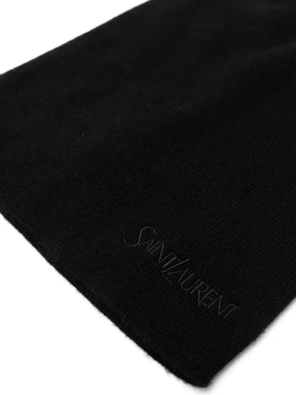 【関税&送料込】Saint Laurent Logo Embroidered Beanie In Cas NWT Saint Laurent Women Knitted cuff Cashmere Beanie Hat