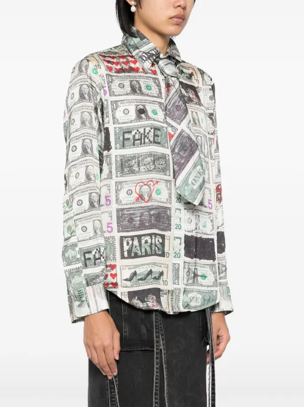 Vaquera dollar-print tie-detail Shirt | Green | FARFETCH