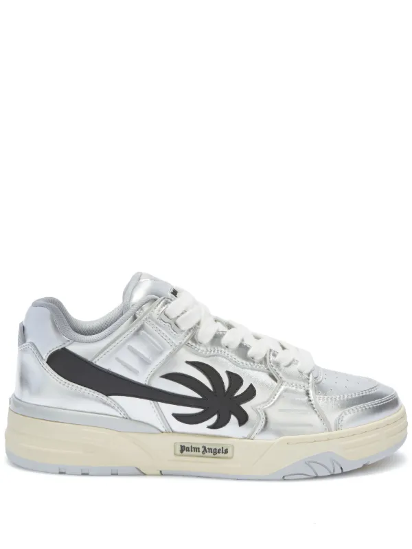【関税込み】PALM ANGELS VENICE MIRROR SNEAKERS Palm Angels Silver Venice Mirror Leather Sneakers Palm Angels