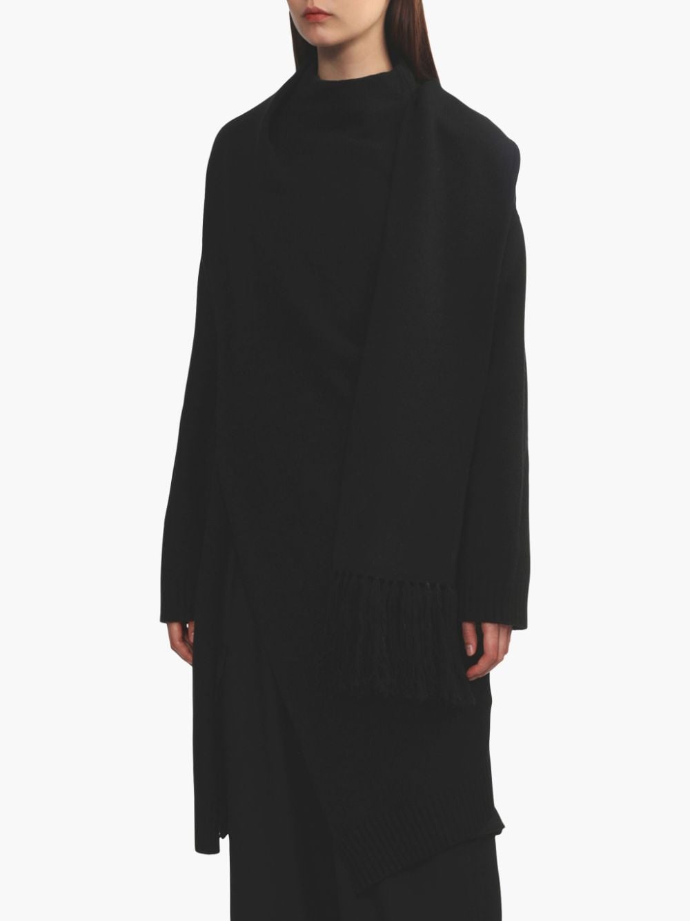 Shop Y's Scarf Cardi-coat In Black