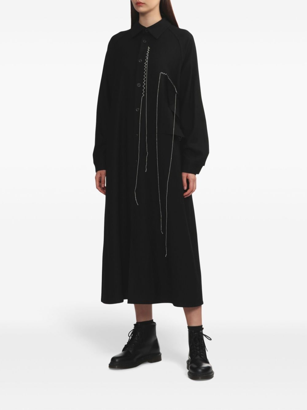 Shop Y's Decorative-stitching Shirt Dress In Black