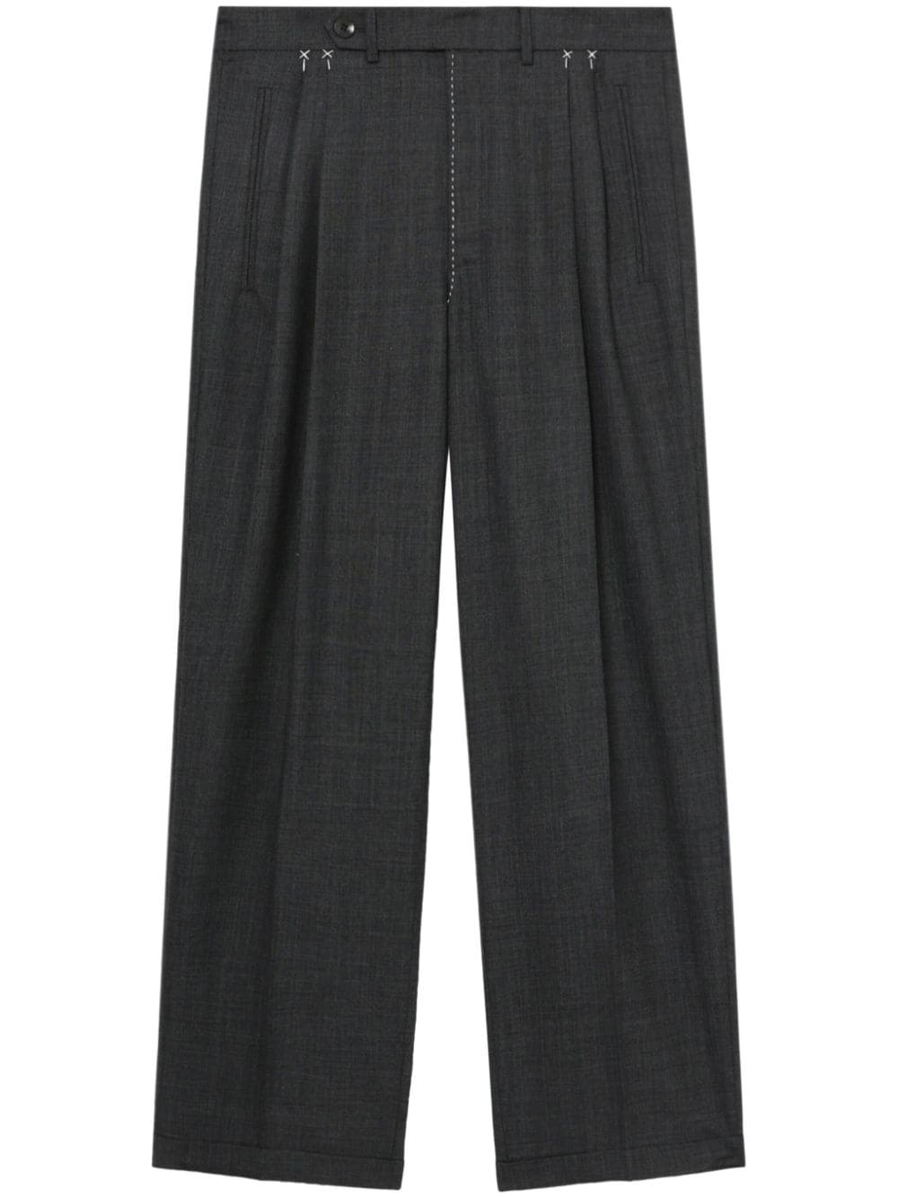 Shop Tibi Virgin Wool Trousers In Grey