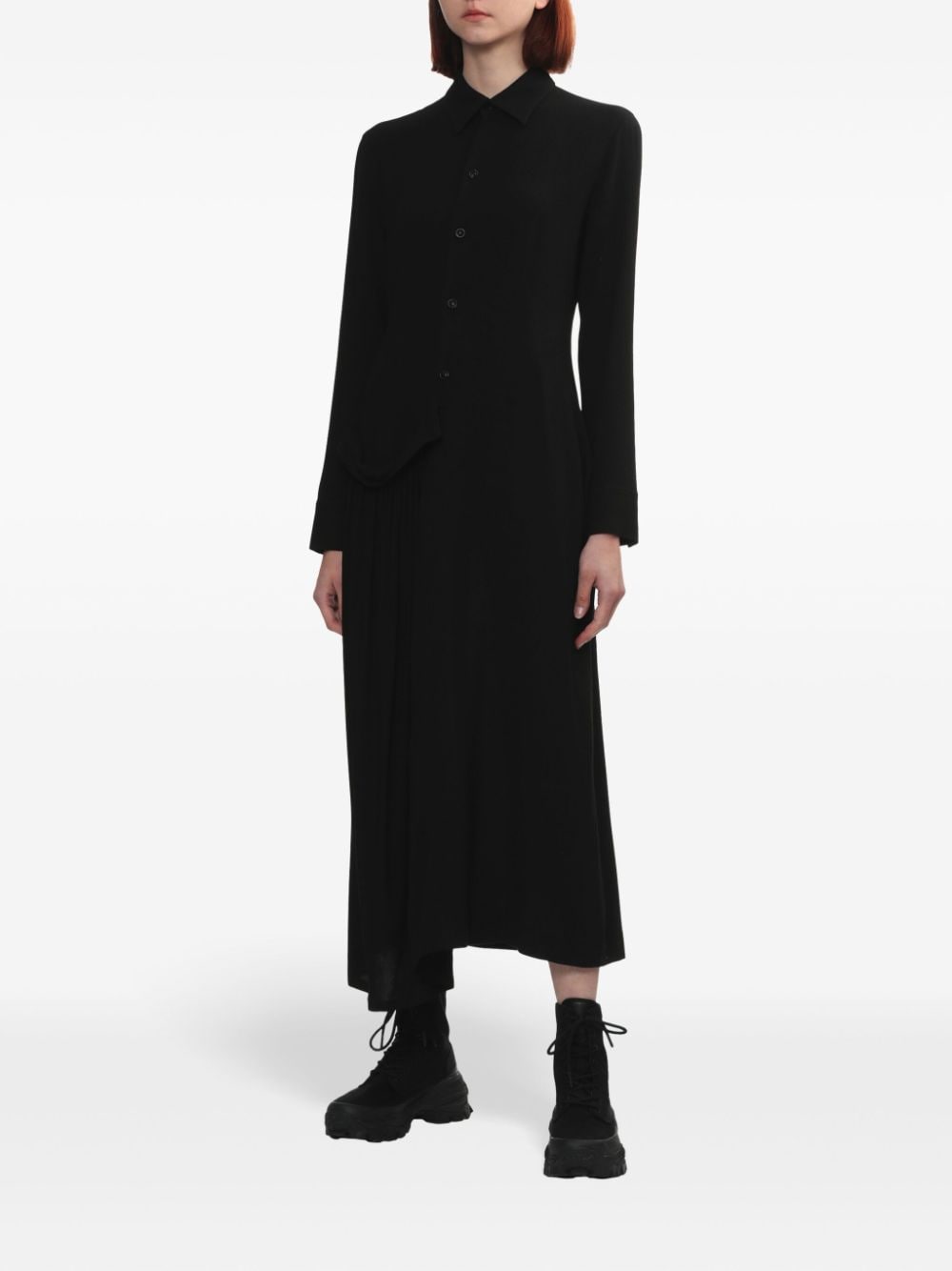 Shop Y's Midi Shirt Dress In Black