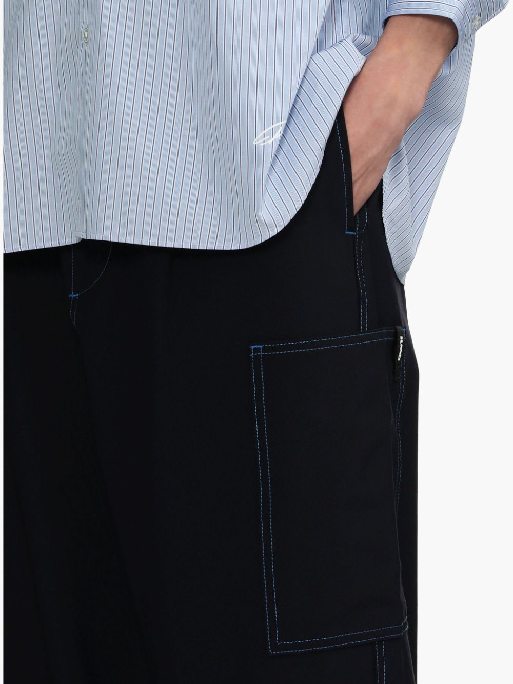 Shop Sunnei Contrast-stitching Wide-leg Trousers In Blue