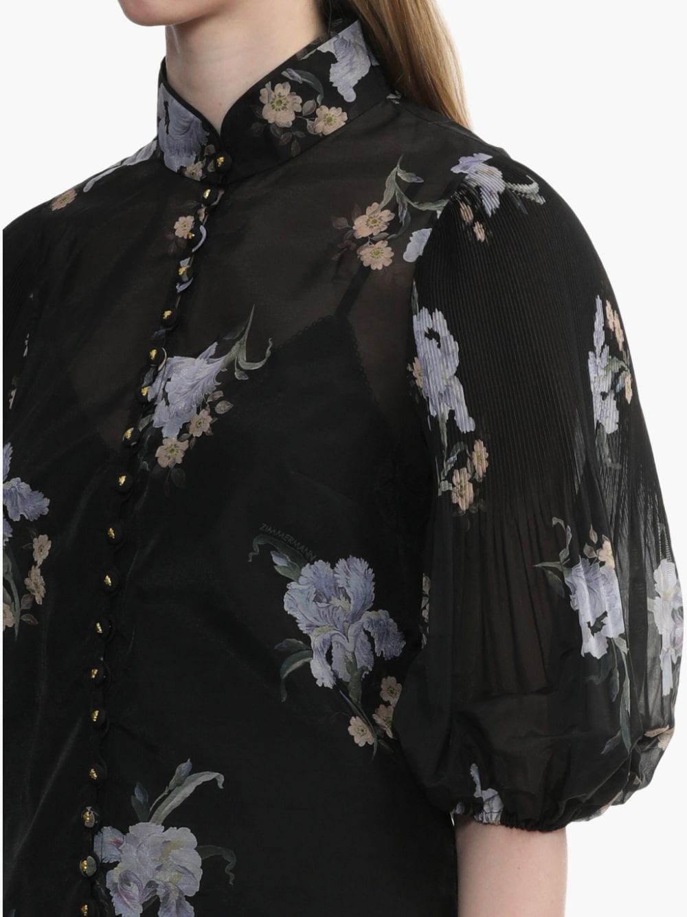 Shop Zimmermann Pleated Button Blouse In Black