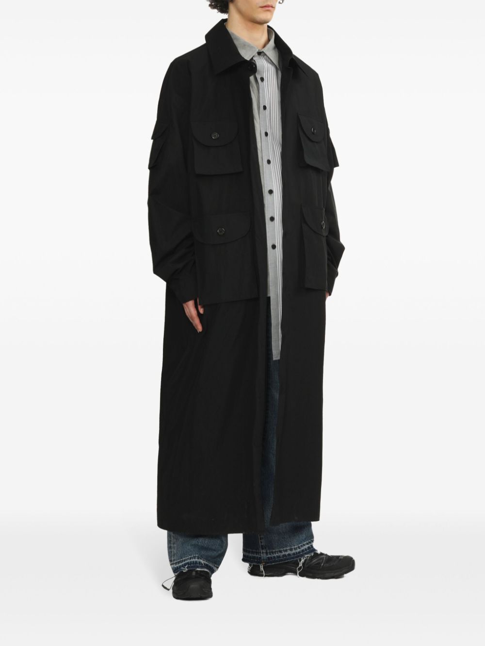 WESTFALL button-down long coat - Zwart