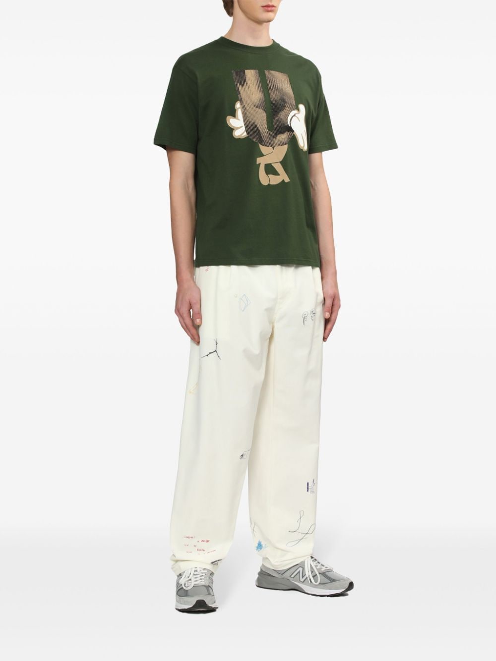 Shop Undercover Graphic-print T-shirt In Green