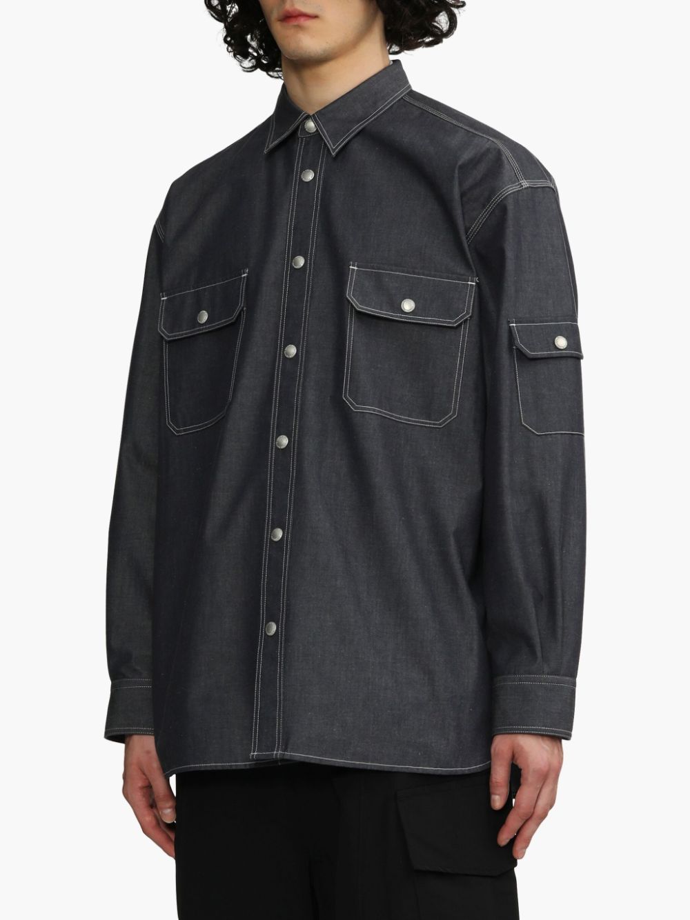 Shop Comme Des Garçons Homme Deux Denim Shirt In Blue