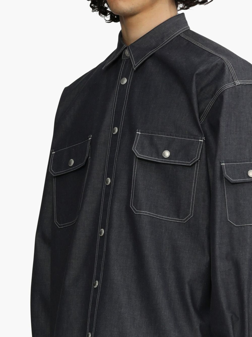 Shop Comme Des Garçons Homme Deux Denim Shirt In Blue