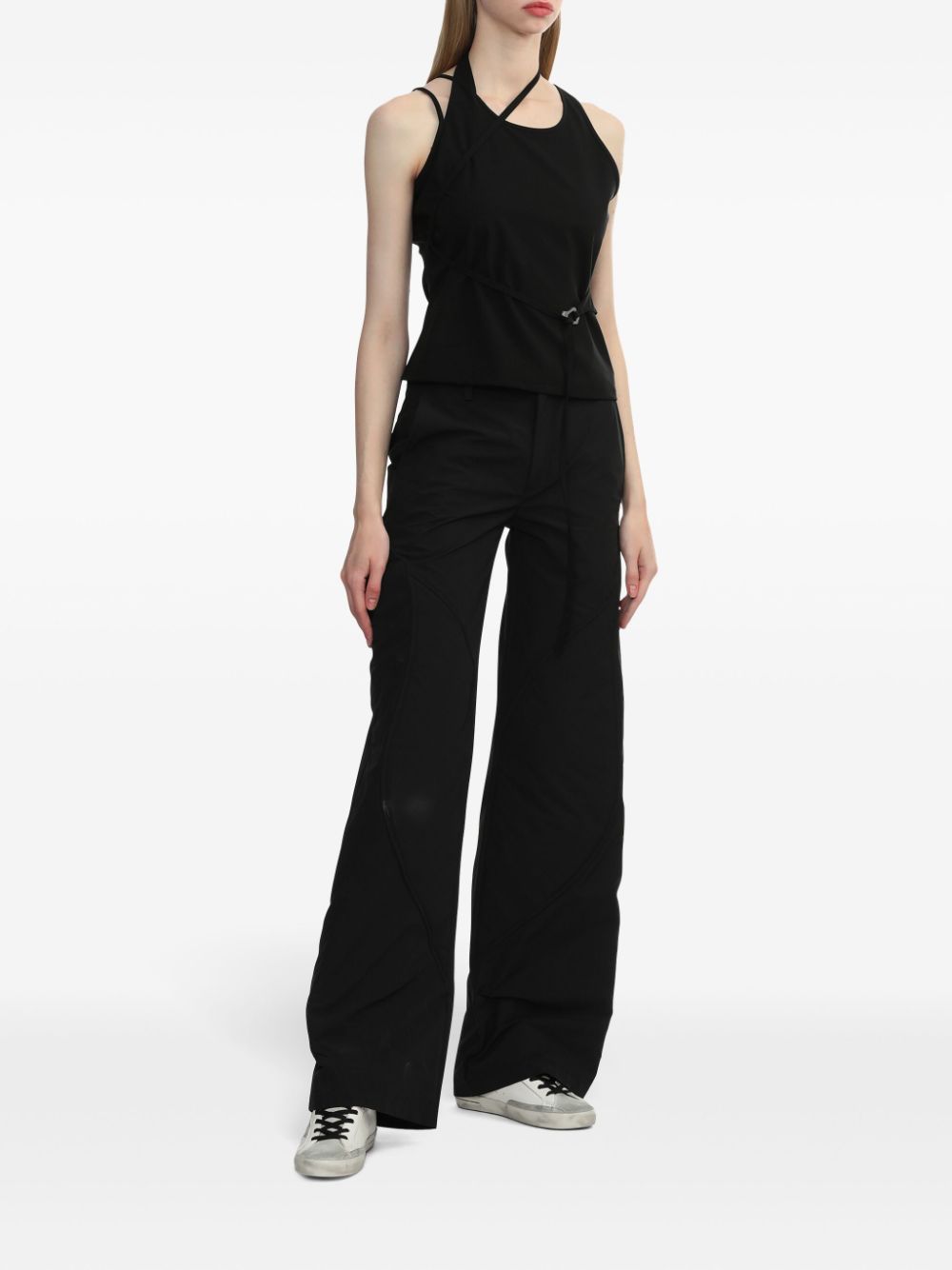 Shop Heliot Emil Strap-detail Draped Top In Black