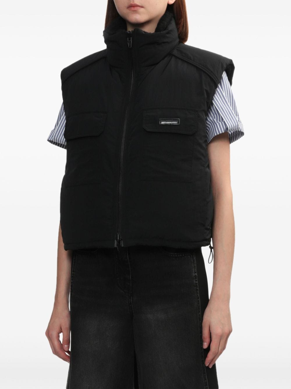 Shop Juunj Logo-patch Vest Jacket In Black