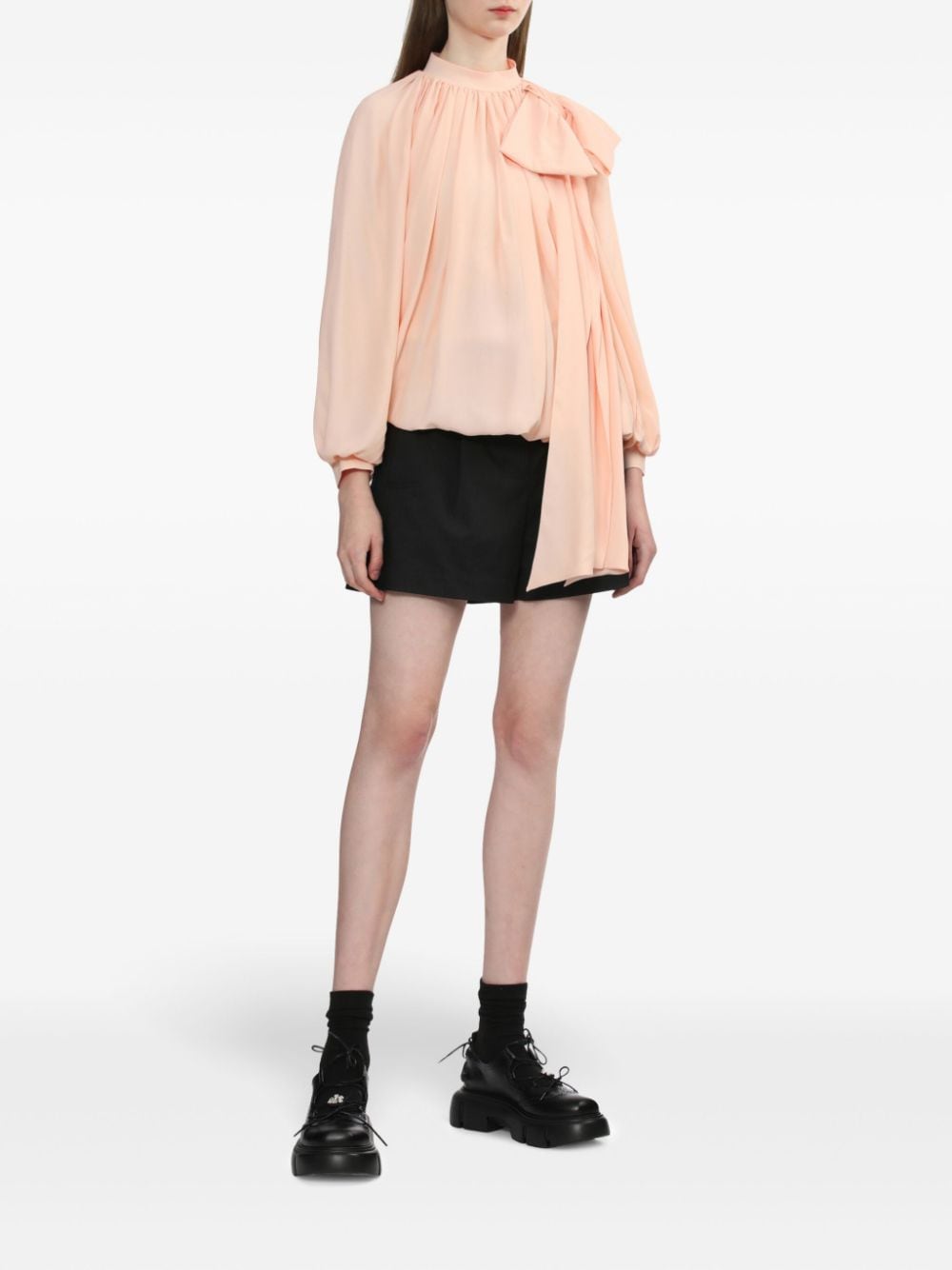 Simone Rocha gedrapeerde-blouse met strikdetail - Roze