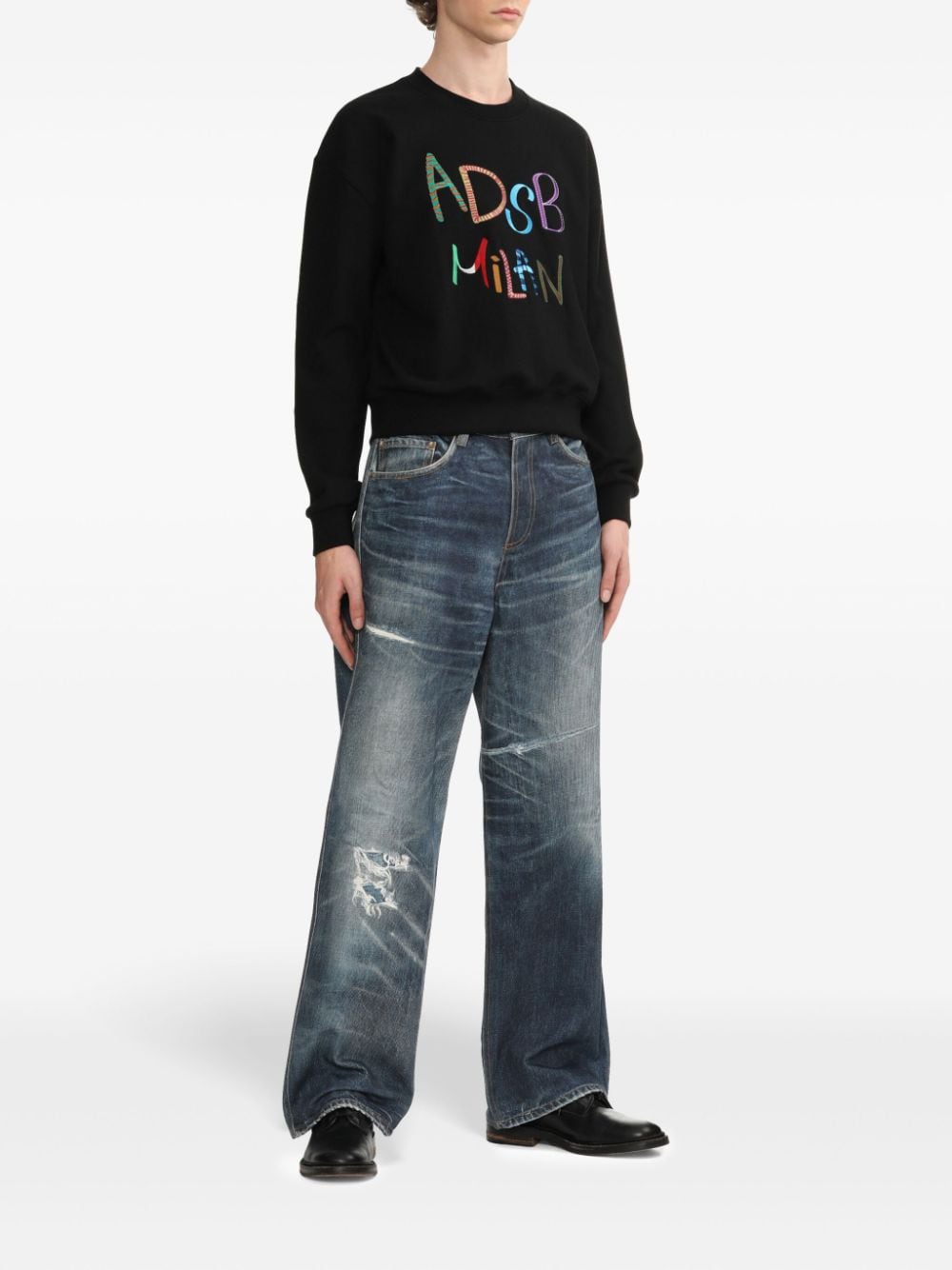 Andersson Bell Jeans met wijde pijpen en logopatch - Blauw