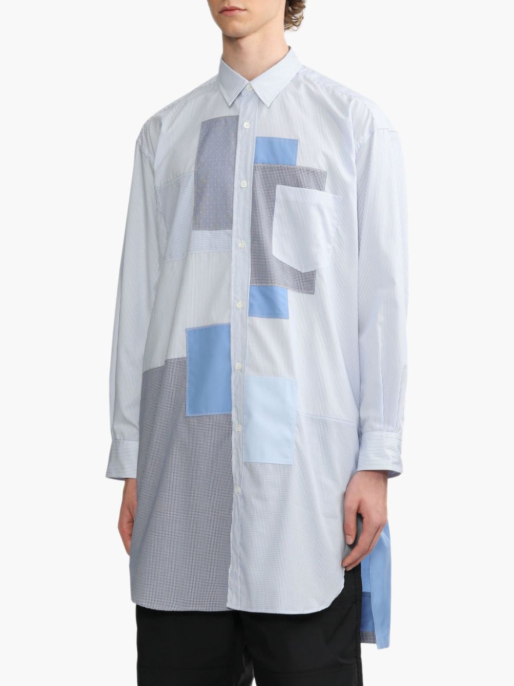 Shop Comme Des Garçons Homme Deux Patchwork-detail Shirt In Blue