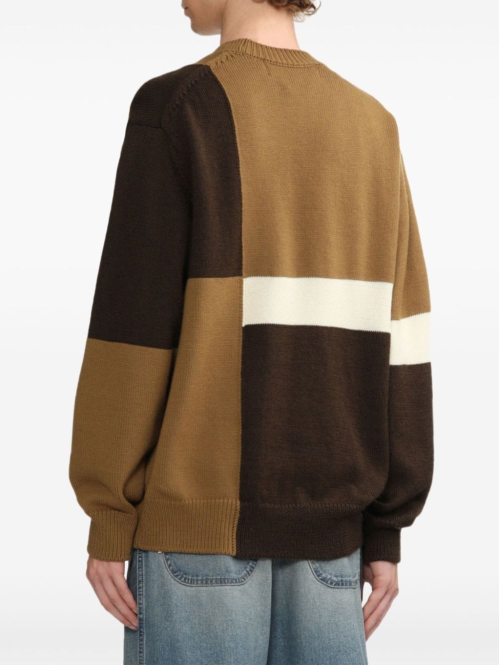 Shop Comme Des Garçons Homme Deux Colour-block Jumper In Brown