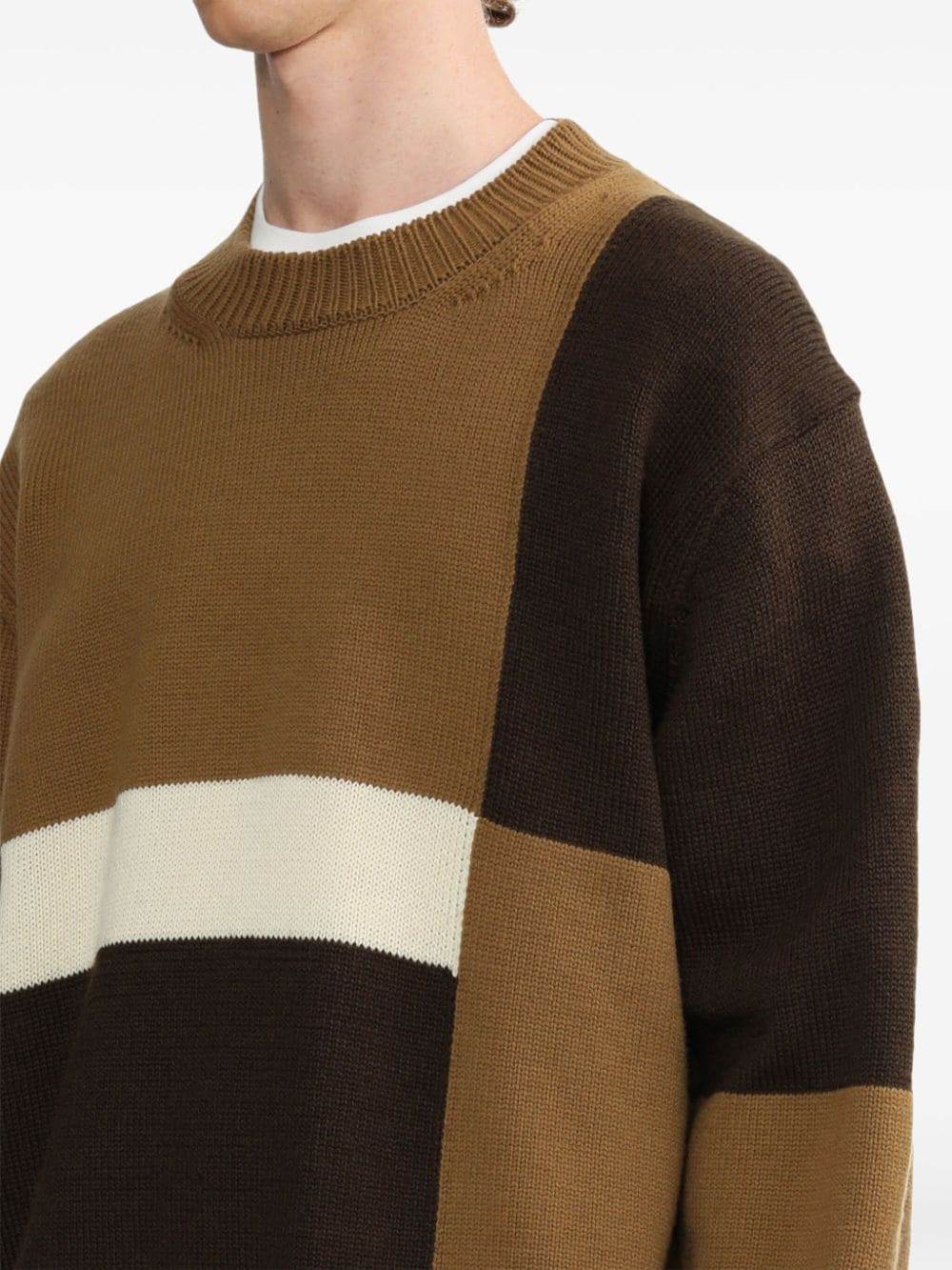 Shop Comme Des Garçons Homme Deux Colour-block Jumper In Brown