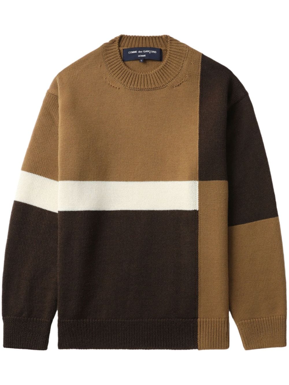 Shop Comme Des Garçons Homme Deux Colour-block Jumper In Brown