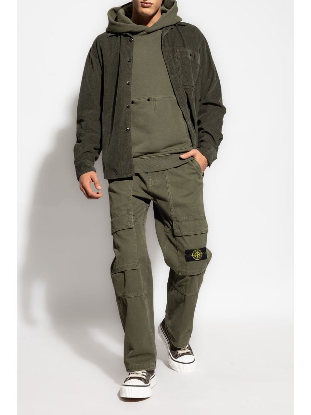 Stone Island 12707 ribfluwelen overhemd - Groen