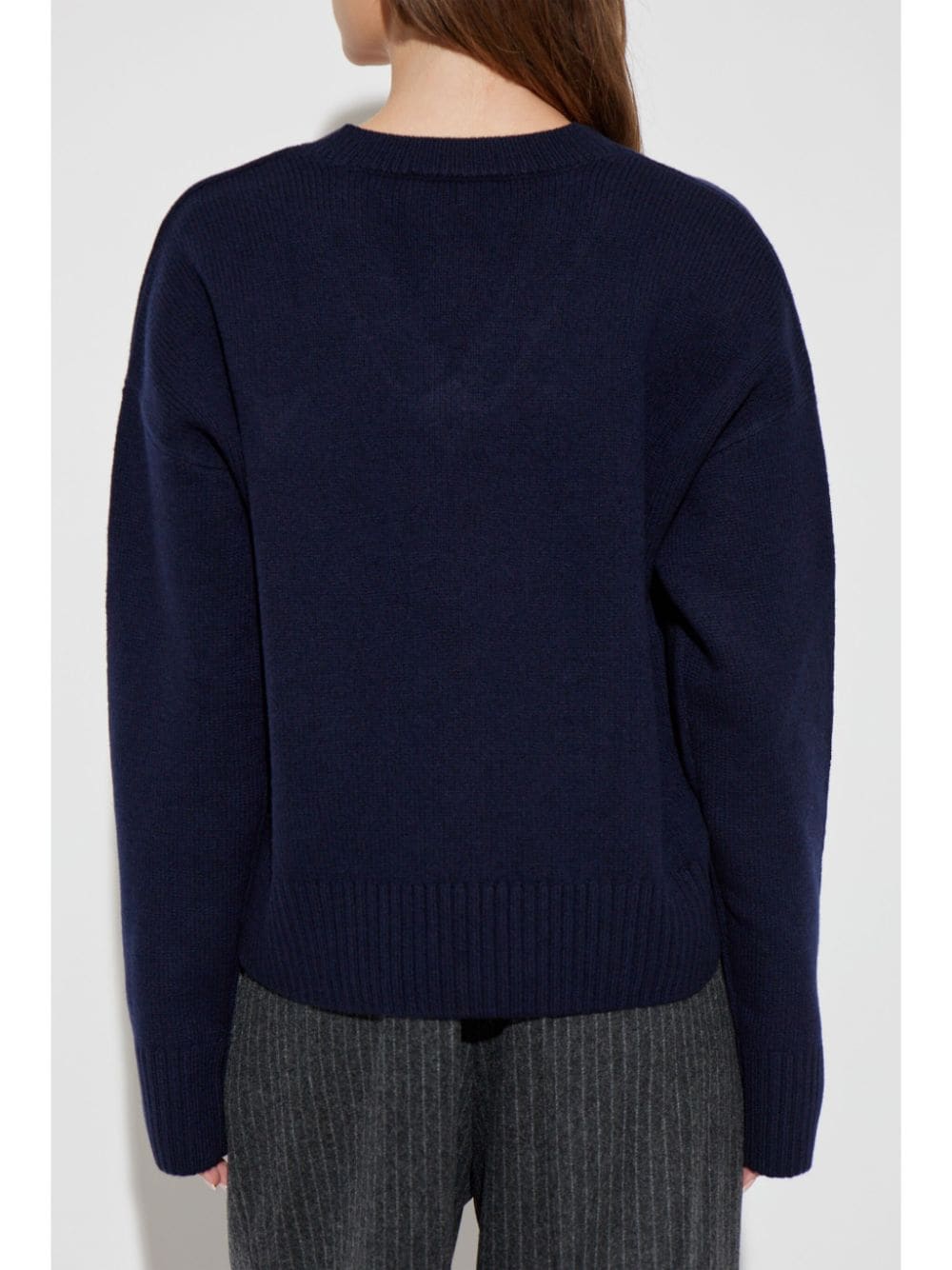 Shop Ami Alexandre Mattiussi Wool-cashmere V-neck Jumper In Blue