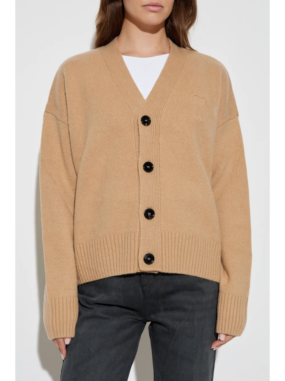 AMI Paris Vest met geborduurd logo Beige