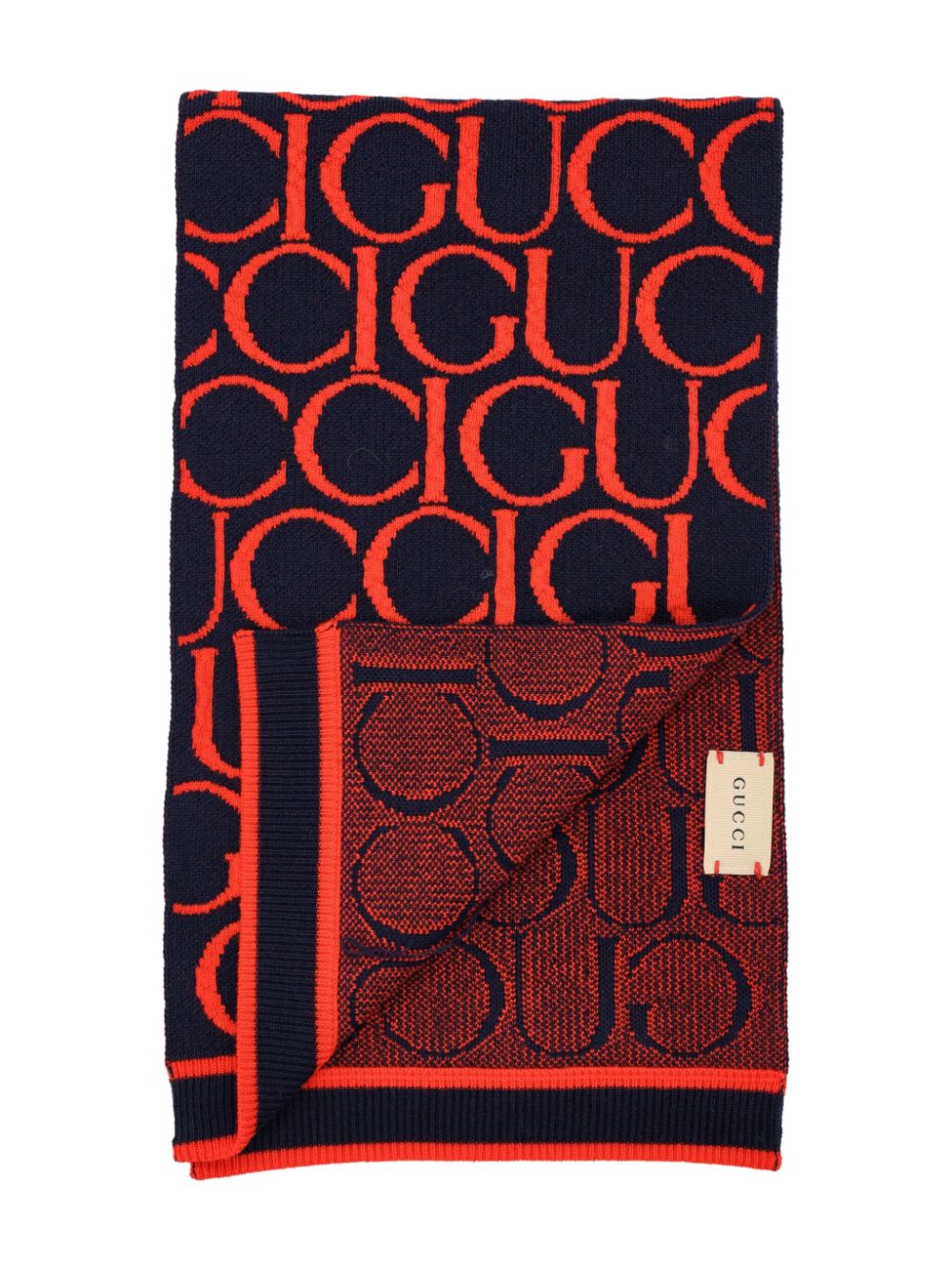 Gucci Kids logo-jacquard wool scarf - Blauw