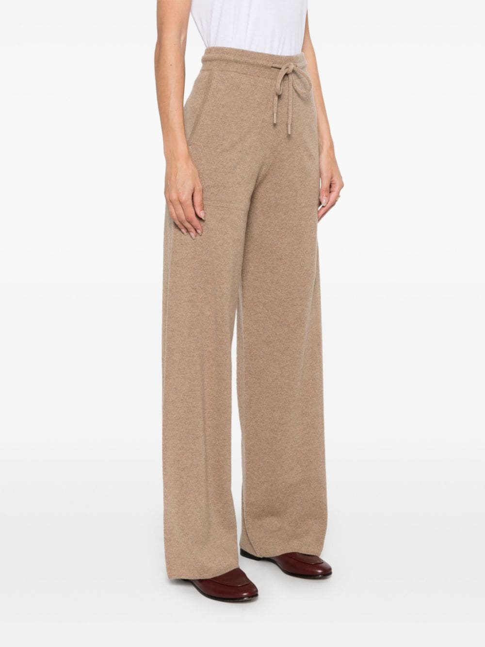 Shop Max Mara Logo-patch Knitted Trousers In Neutrals