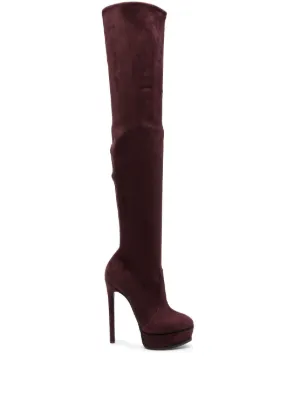 Casadei Flora 140mm above-knee Platform Boots | Brown | FARFETCH