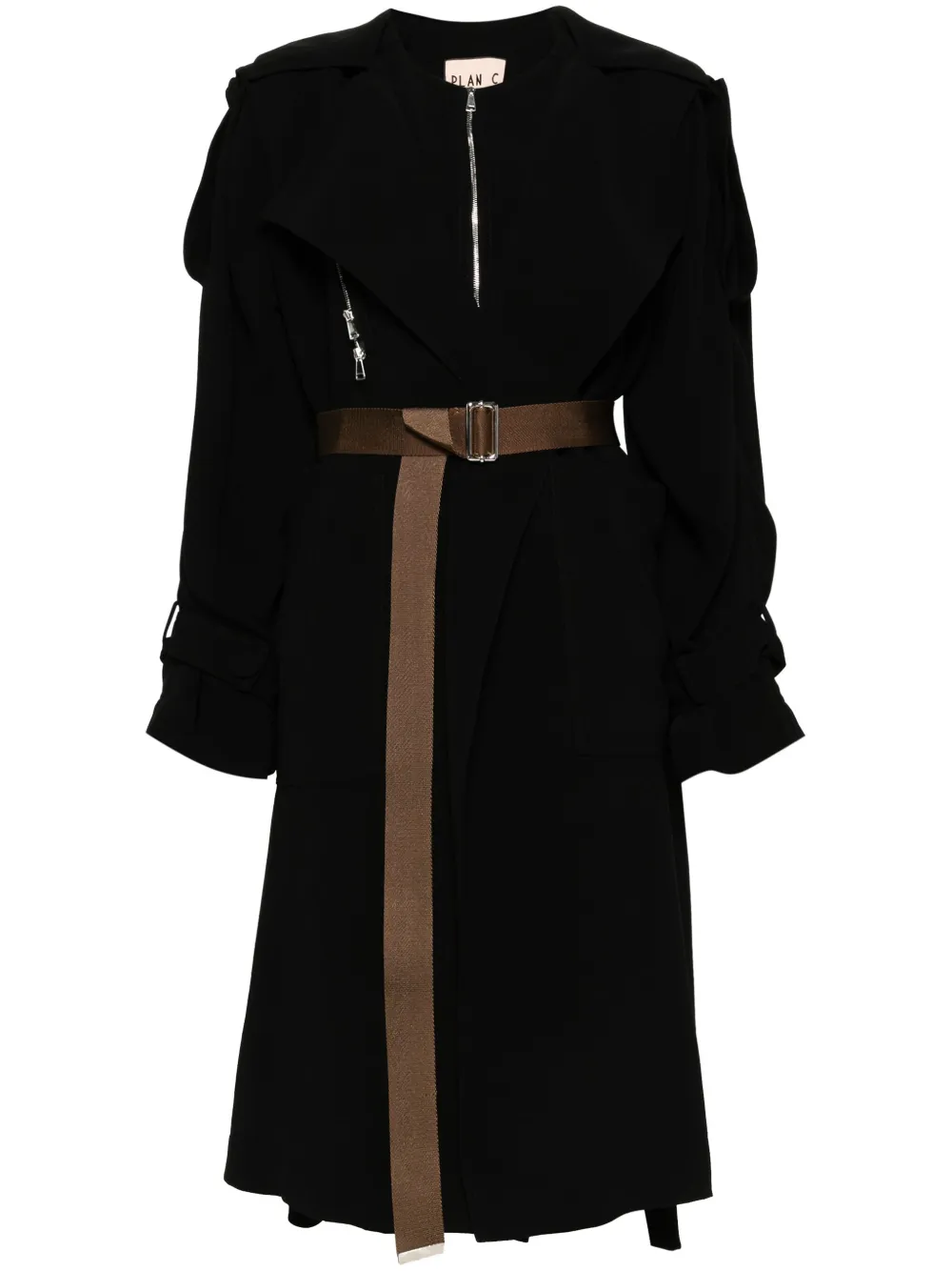Plan C detachable-sleeve raincoat - Black