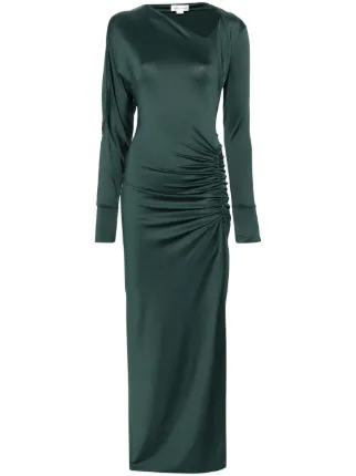 ワンピースその他 Victoria Beckham Dark green midi dress in satin Draped Tuck Detail Midi Dress in Algae – Victoria Beckham Inc