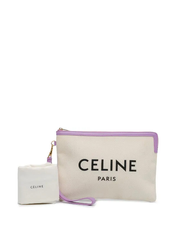 Celine Pre Owned 2022 Canvas Logo Clutch Pouch White FARFETCH CA