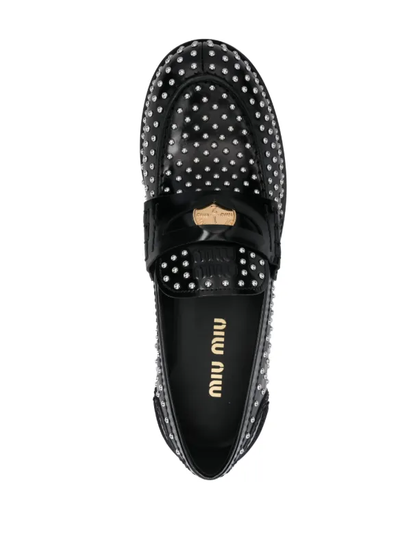 Miu Miu スタッズトリム ローファー | ブラック | FARFETCH JP