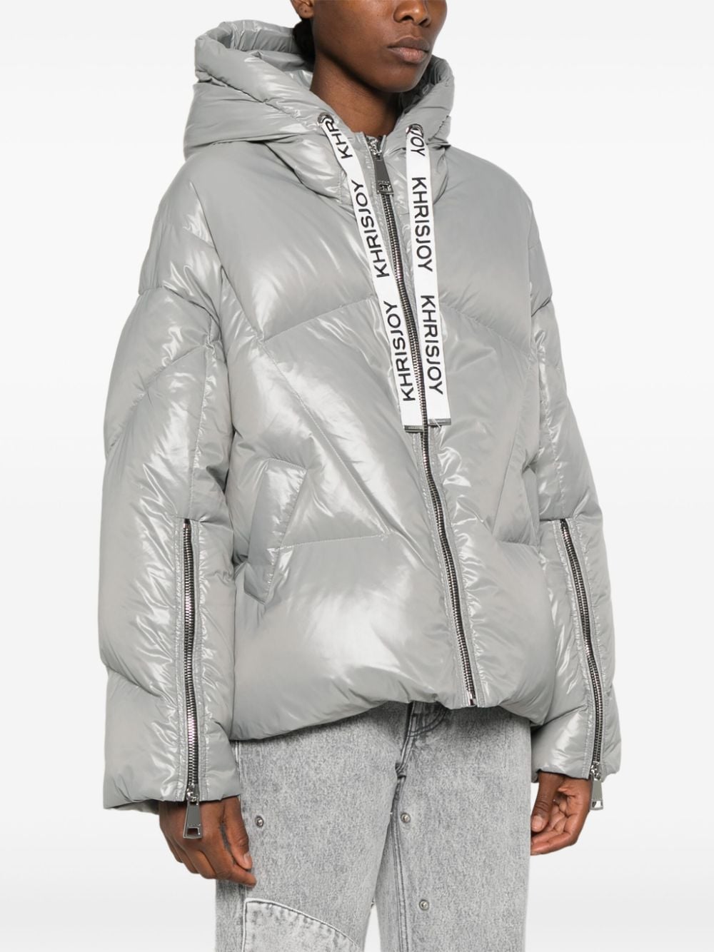 Shop Khrisjoy Quilted Puffer Jacket In Grey