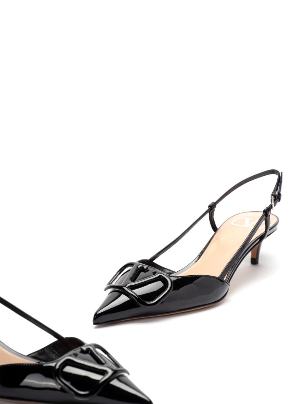 Valentino Garavani VLogo-appliqué slingback pumps - Zwart