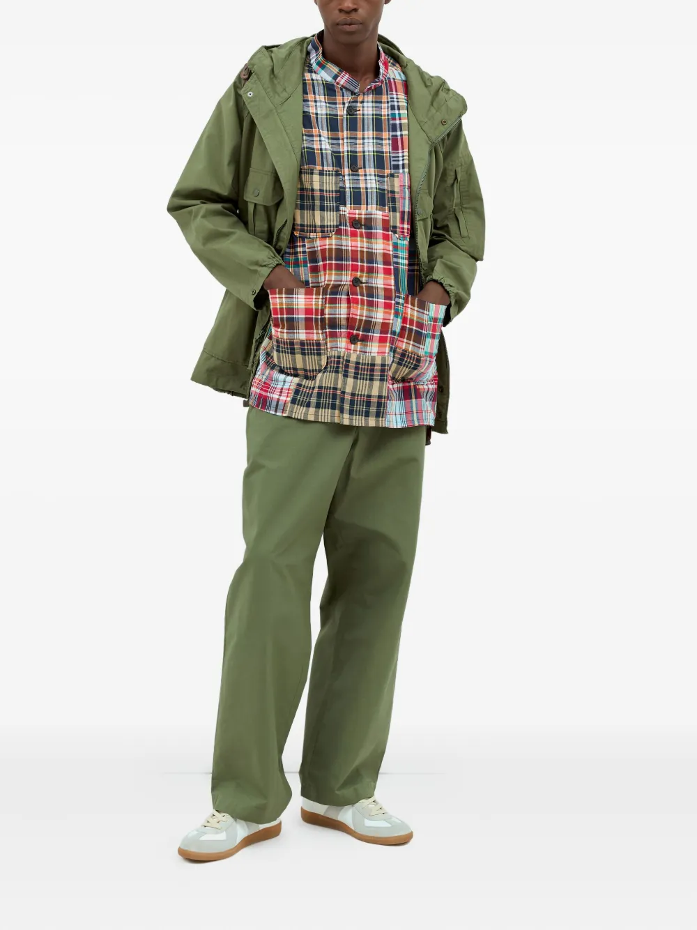 Engineered Garments Dayton geruit overhemd met patchwork Rood