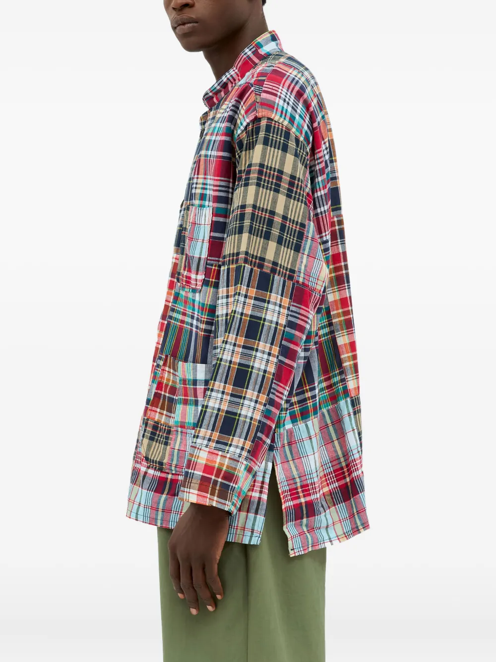 Engineered Garments Dayton geruit overhemd met patchwork Rood