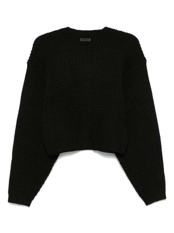 FEAR OF GOD ESSENTIALS waffle knit Sweater Black FARFETCH CA