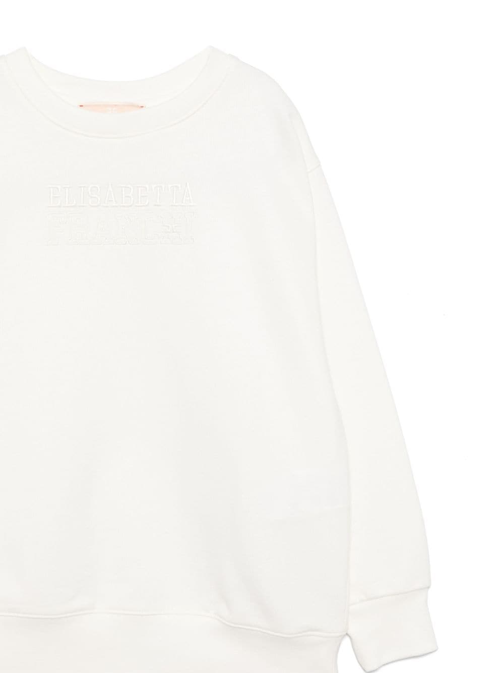 Shop Elisabetta Franchi La Mia Bambina Logo-embroidered Sweatshirt In 白色