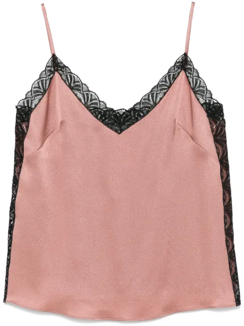 Alberta Ferretti lace-detail satin top 