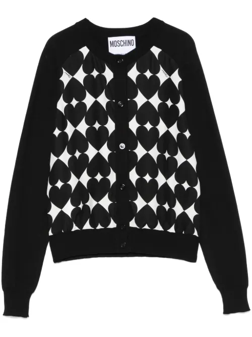 Cardigan à motif cœurs - Moschino - Modalova
