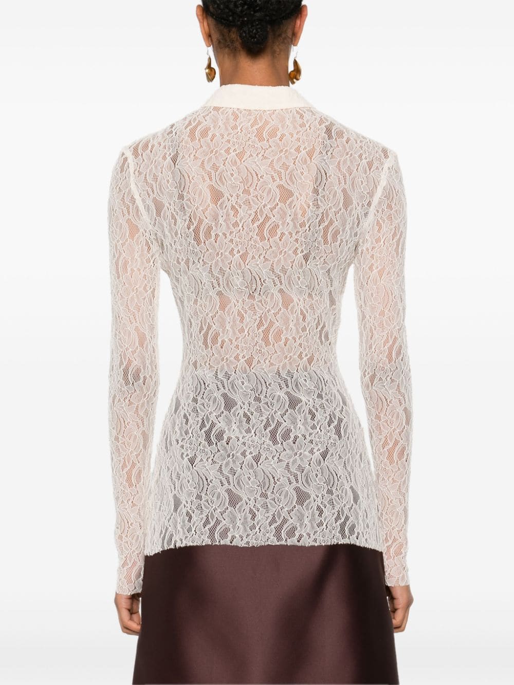 Shop Philosophy Di Lorenzo Serafini Floral-lace Shirt In Neutrals