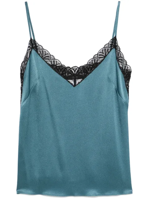 Alberta Ferretti lace-trim satin top
