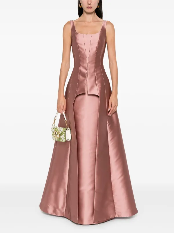 ワンピース A FERRETTI Mikado decollete dress Rosa Long dress in mikado Cocktail | Alberta Ferretti